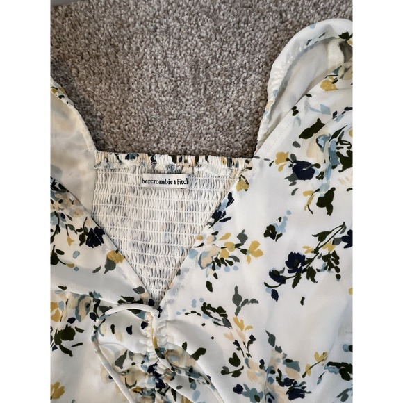 Abercrombie & Fitch Floral Ruffle Sleeve V-Neck Maxi Slip Dress Size Small - Picture 3 of 4